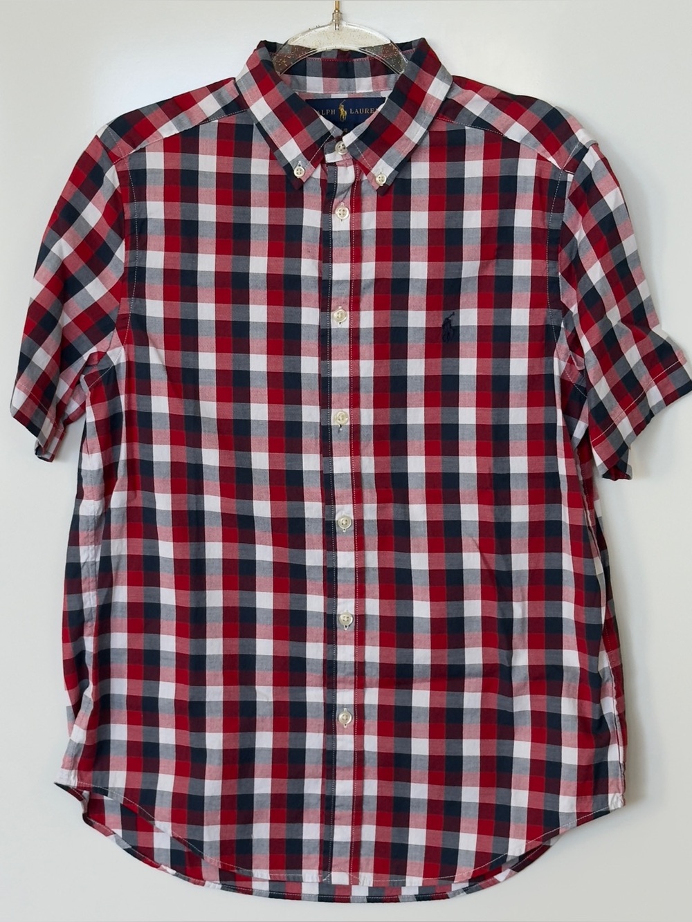 Ralph Lauren Boys 14/16 Plaid Button Down Short Sleeve